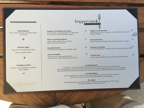 Hopper Creek Menu