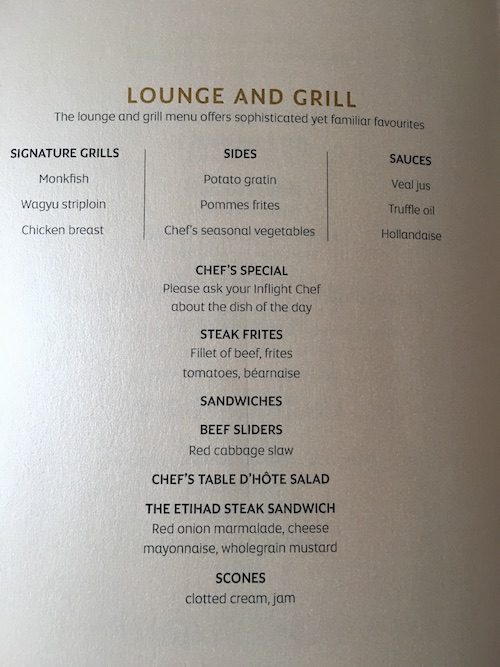 Lounge Menu